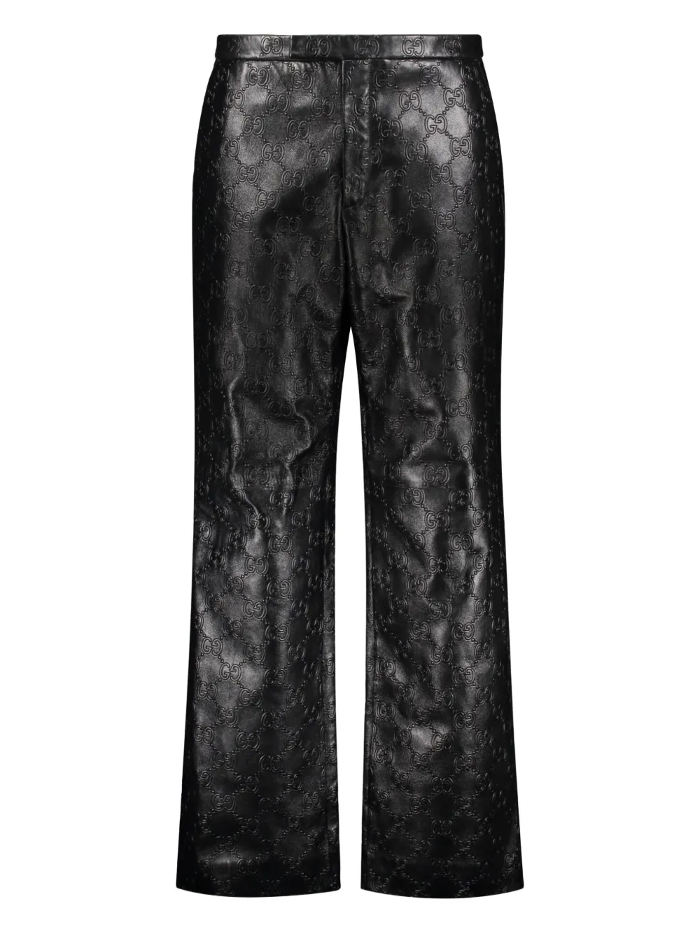 Gucci Lederhose mit GG | Schwarz | Image 1