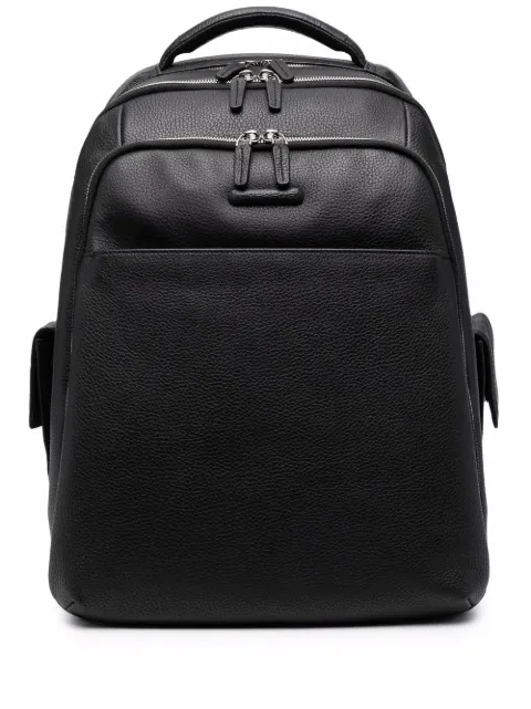 PIQUADRO leather zipped backpack