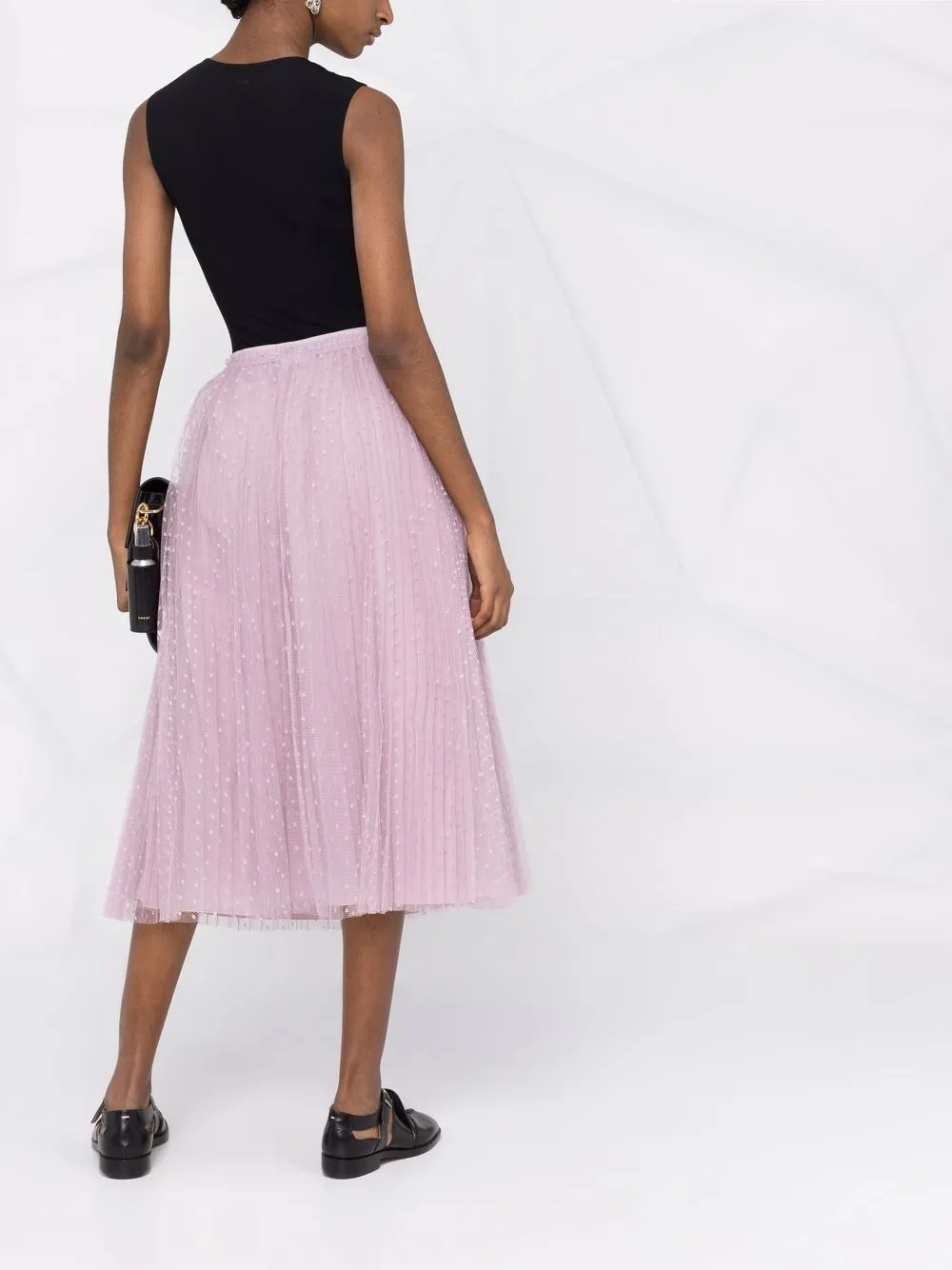 Point D'esprit Pleated Tulle Skirt