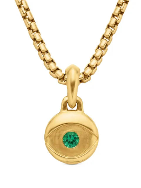 David Yurman pendentif Evil Eye en or 18ct serti d'émeraudes (14,5 mm)