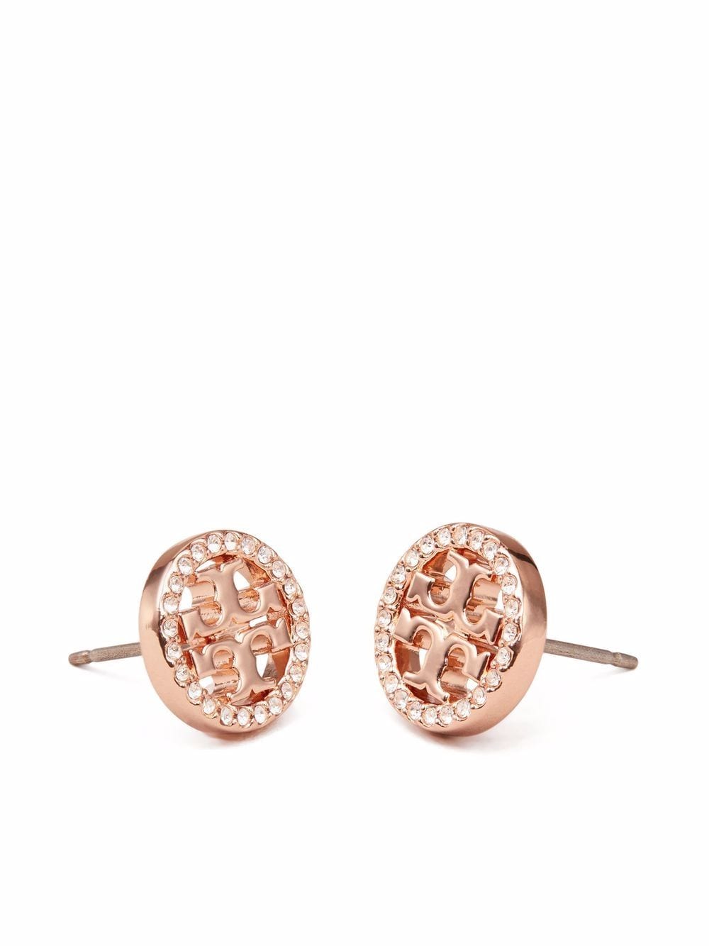 Shop Tory Burch Miller Pavé Stud Earrings In Pink