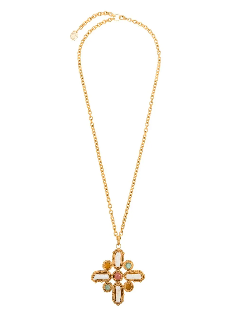 

Sylvia Toledano bead-embellished cross-pendant necklace - Gold