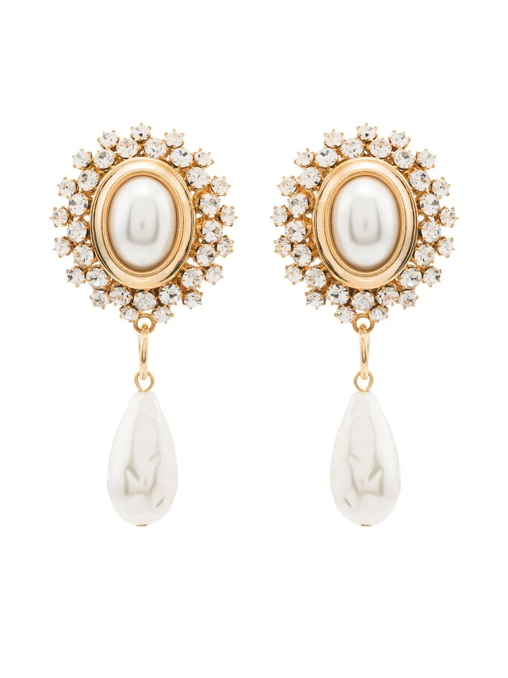 

Alessandra Rich clip-on pearl-drop earrings - Gold