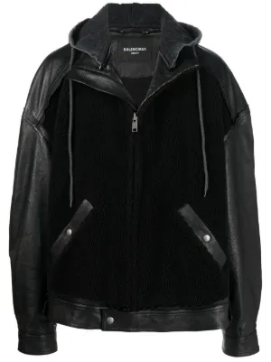 Balenciaga Mens Contrast Logo Leather Moto Jacket In Black  ModeSens