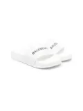 Balenciaga Kids logo-print pool slides - White