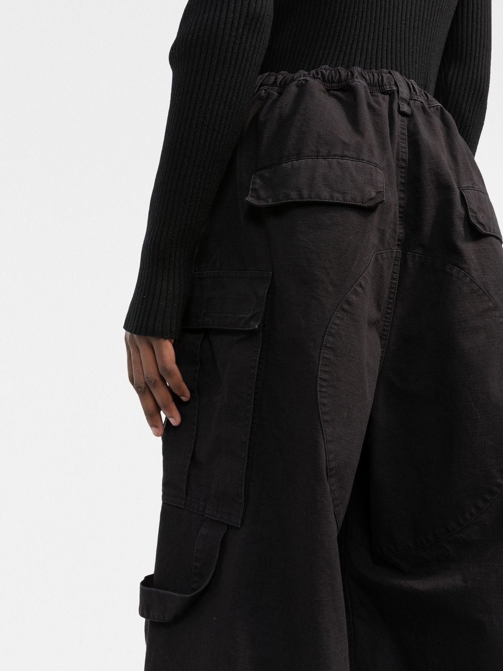 Shop Balenciaga Drawstring Cargo Trousers In Black