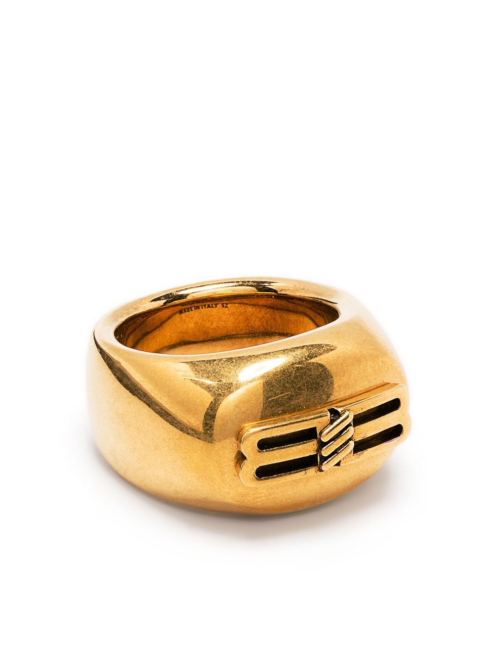Shop Balenciaga License Bb-plaque Signet Ring In Gold