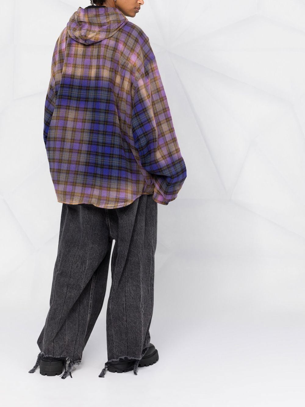 Balenciaga Bleached Plaid Hooded Shirt - Farfetch