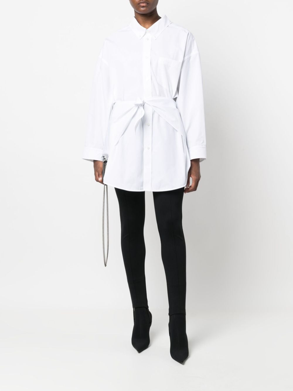 Shop Balenciaga Knotted-front Shirt In White