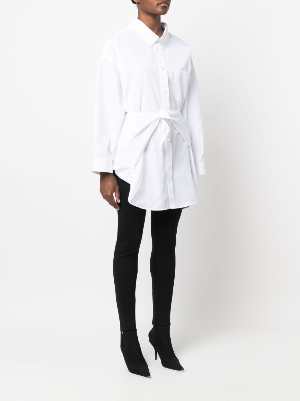 Shop Balenciaga Knotted-front Shirt In White
