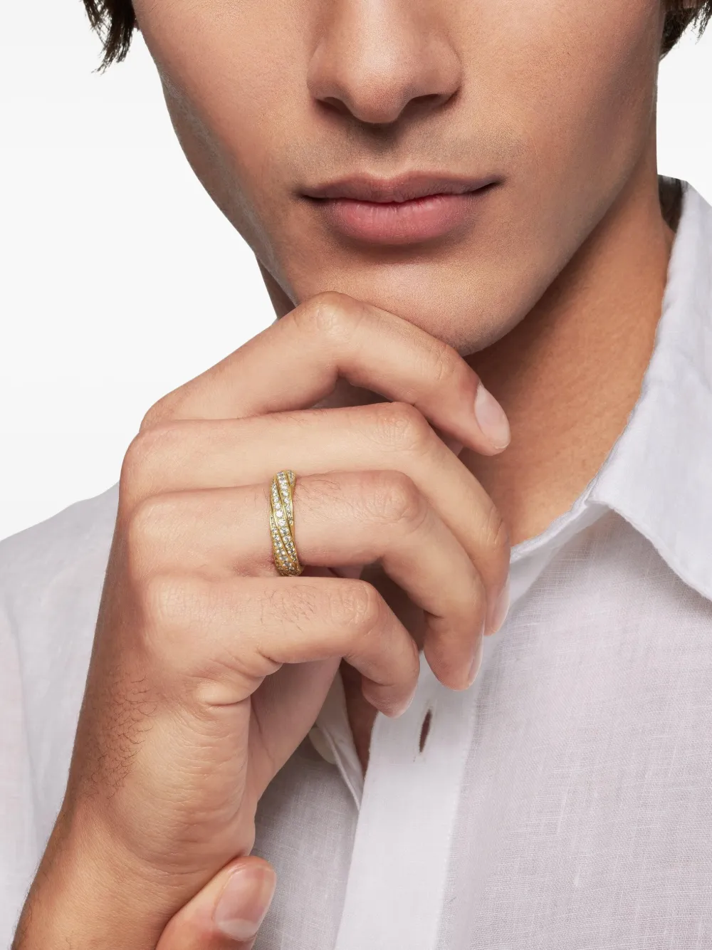 David Yurman 18kt recycled gold Cable Edge diamond band ring (6mm) | Gold | Image 1