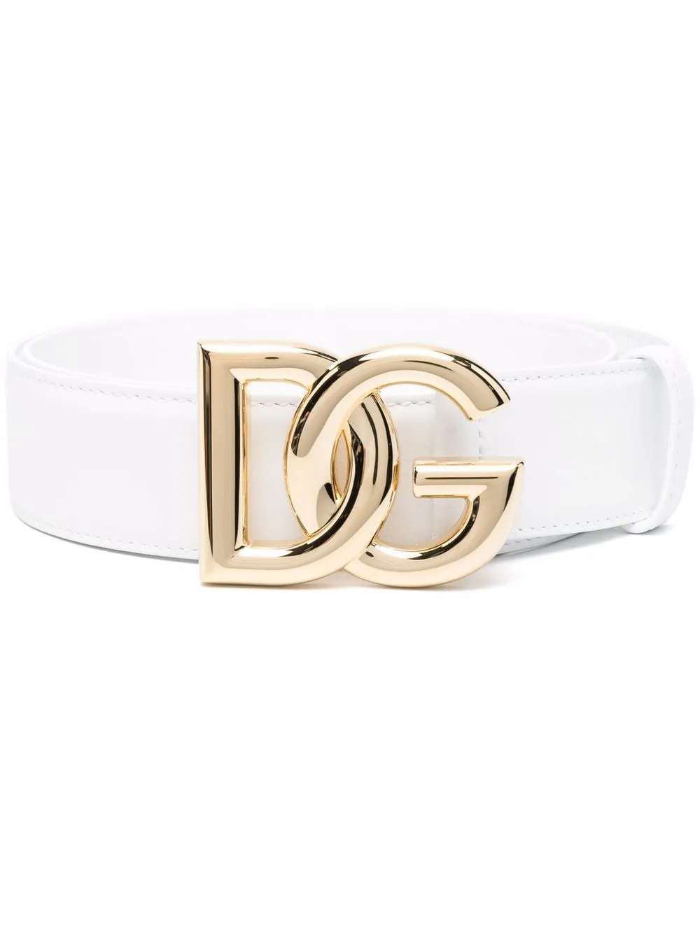 

Dolce & Gabbana logo-plaque leather belt - White