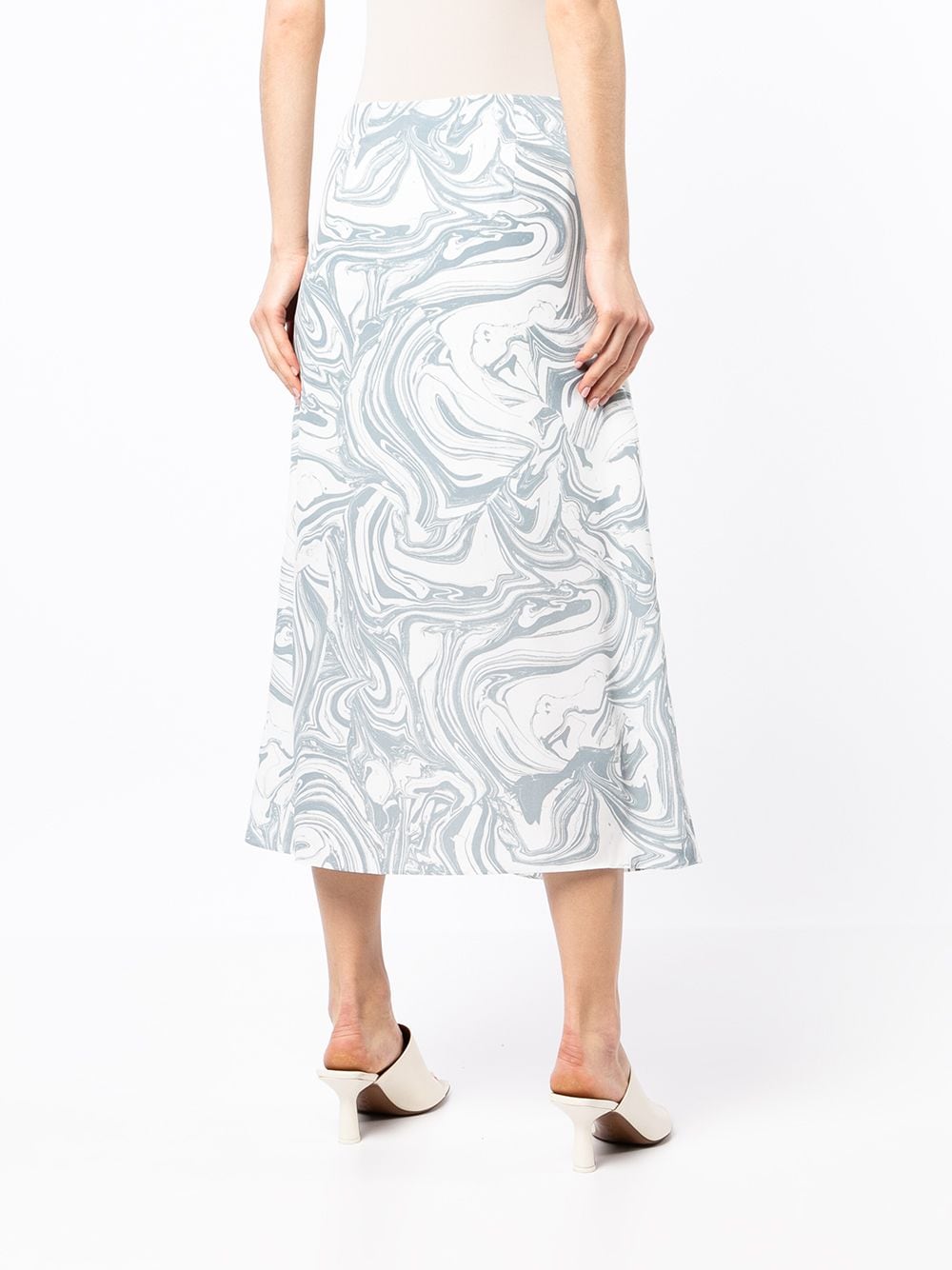 Shop Jonathan Simkhai Izabella Marble-print Midi Skirt In Blau