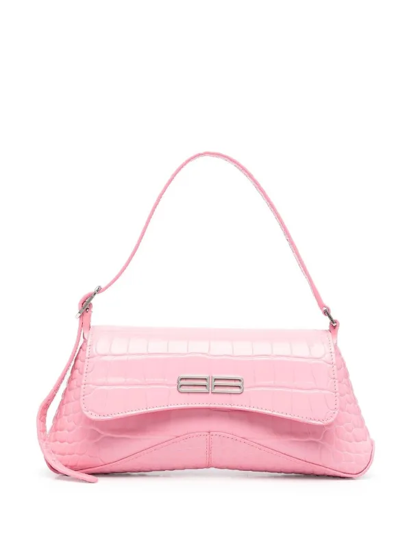 Prada, pink crocodile leather shoulderbag with silver hardware. - Unique  Designer Pieces