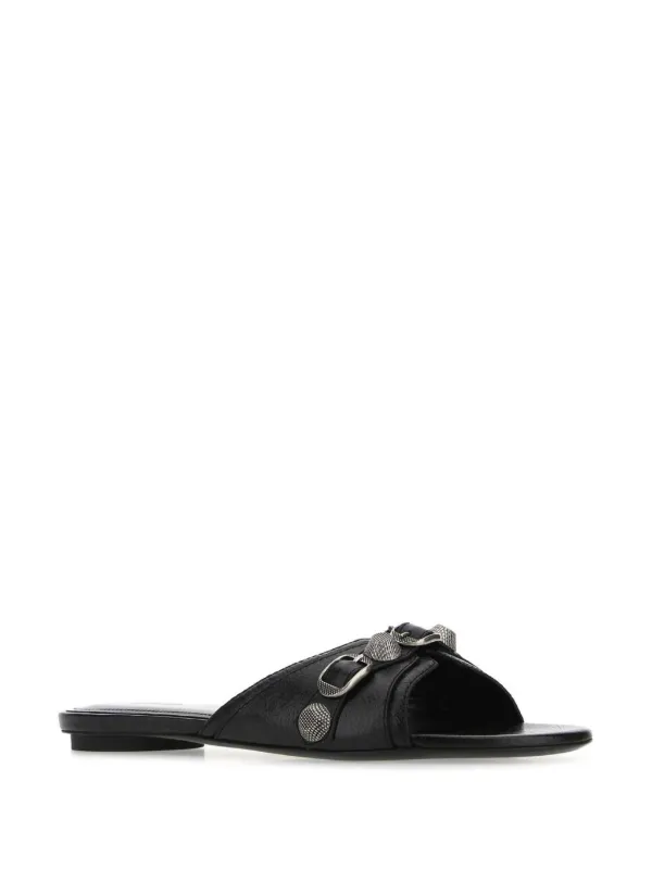 サンダル・ミュール BALENCIAGA CAGOLE SANDALS Balenciaga Cagole Flat Sandals | Black | FARFETCH