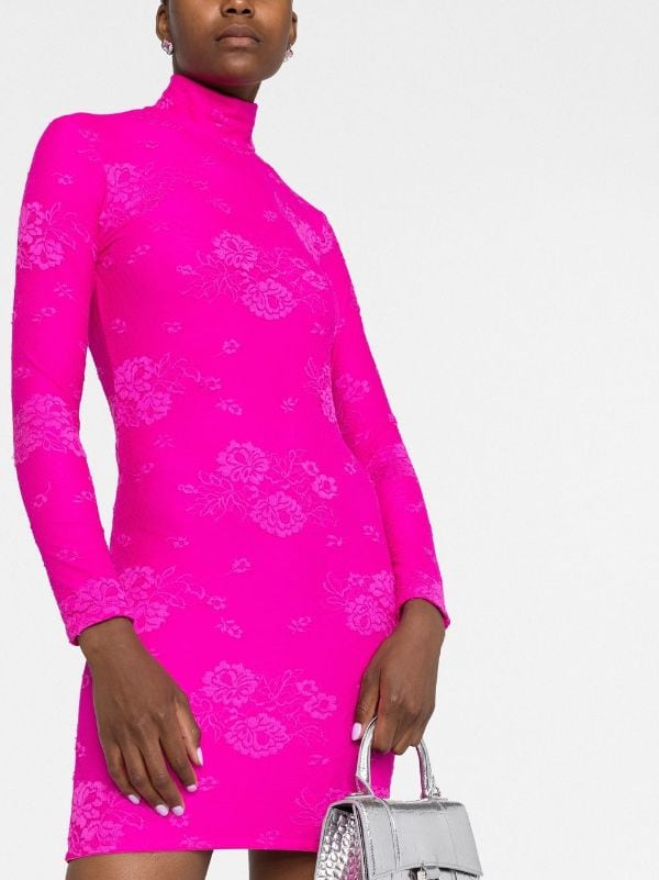 BALENCIAGA Spandex Mini Dress Fluo Pink Bodycon Celebrity 36 NWT 1950   eBay