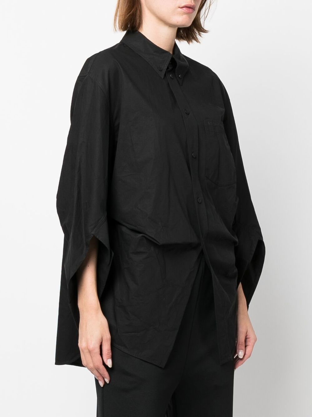 Shop Balenciaga Bb Corp Twisted Shirt In Black