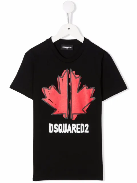 dsquared2 kids 枫叶印花t恤