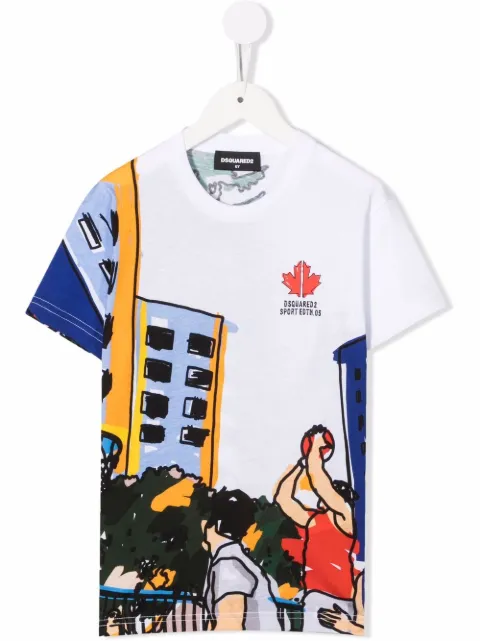 DSQUARED2 KIDS chest maple-leaf print T-shirt