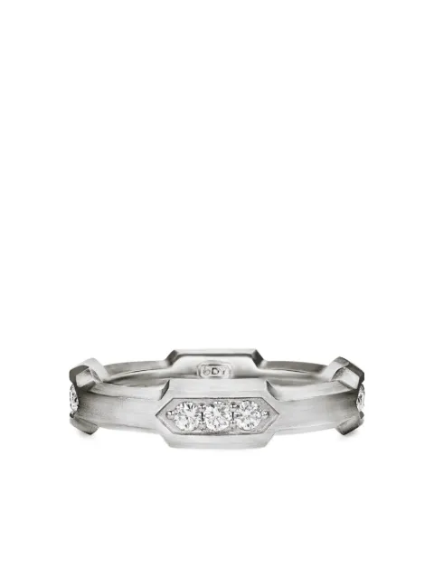 David Yurman bague Hex Station en argent sterling pavée de diamants (6 mm)