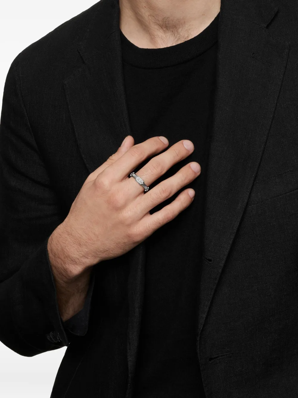 David Yurman 纯银 Hex Station 钻石指环戒指（6毫米） | Image 2