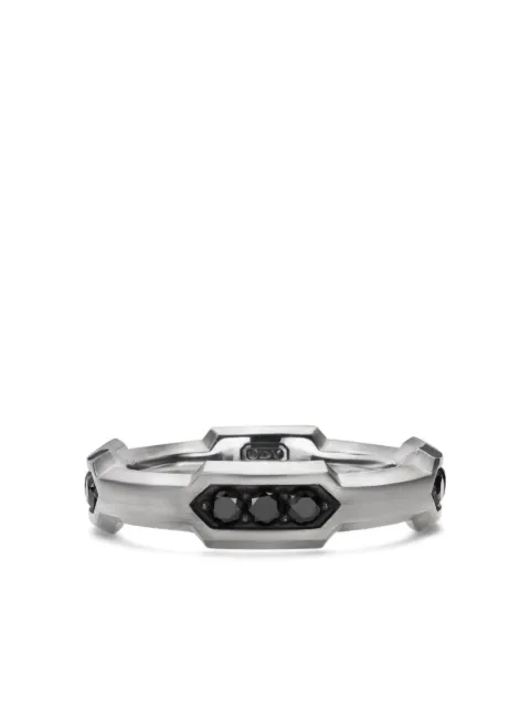 David Yurman sterling silver Hex Station diamond band ring (6mm)