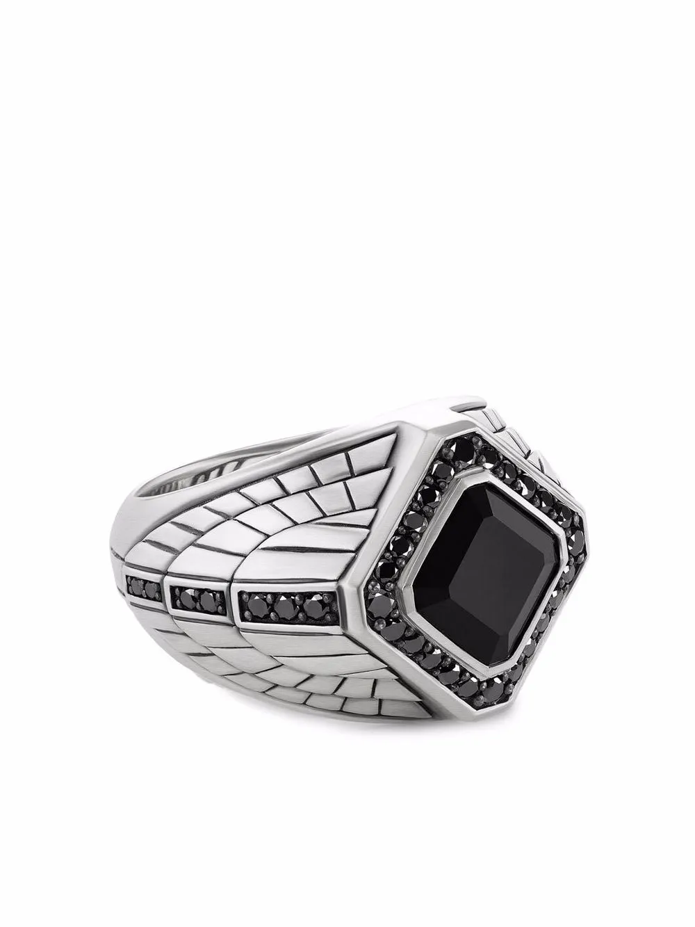 

David Yurman anillo Empire con sello en plata de ley con diamante - Plateado