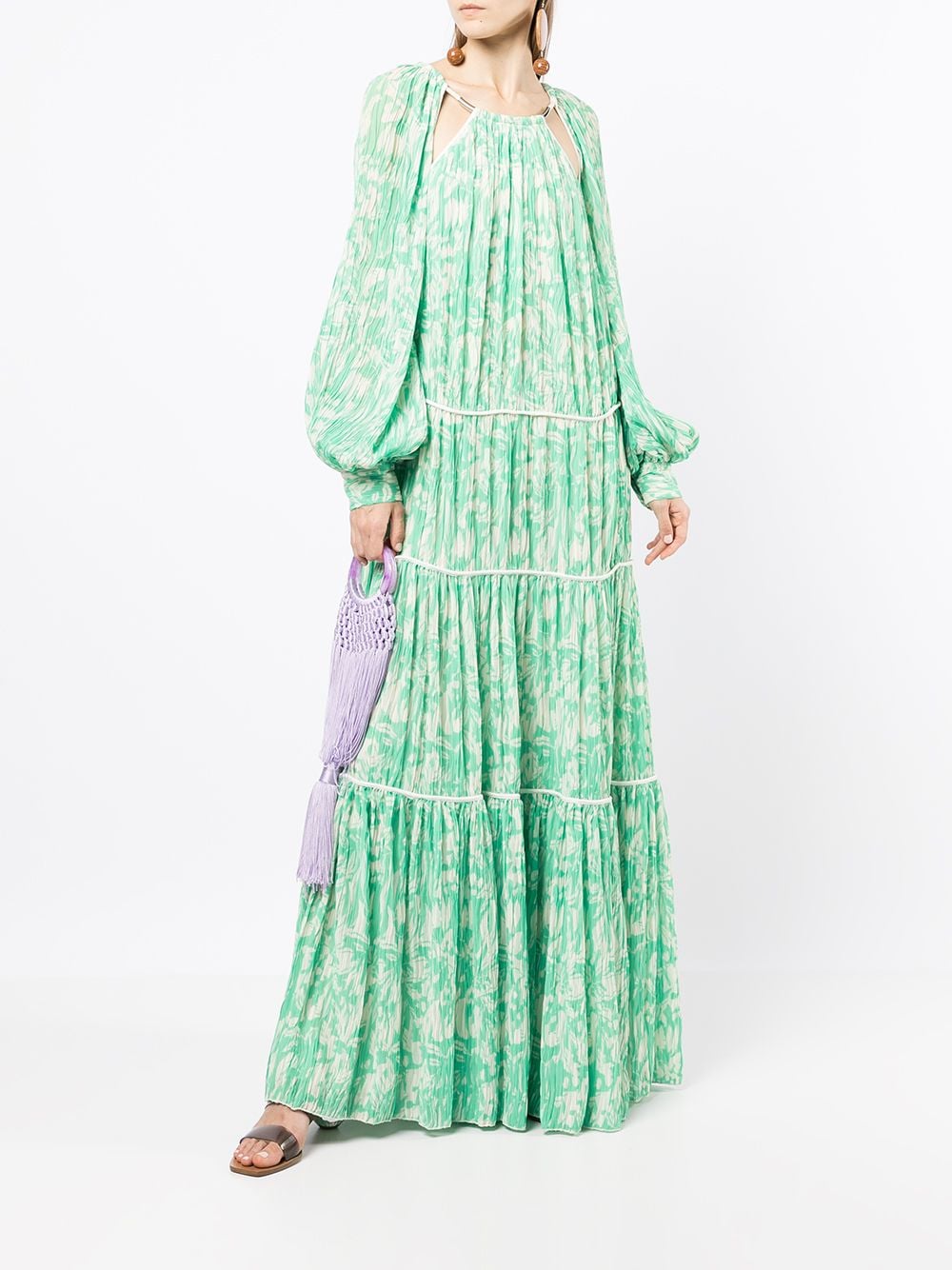 Shop Jonathan Simkhai Cut-out Neckline Long Dress In Green
