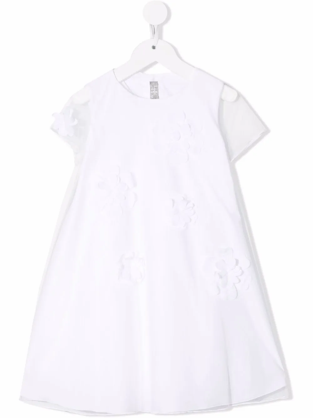 

Il Gufo floral-appliqué sheer-sleeve dress - White