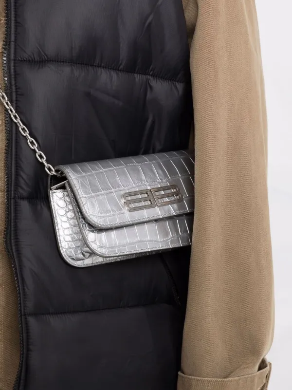 FWRD Renew Balenciaga Gossip Wallet On Chain Bag in Silver