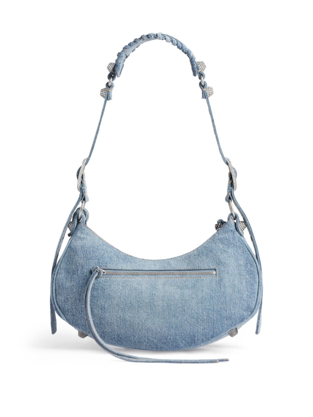 Shop Balenciaga Small Le Cagole Denim Shoulder Bag In Blue