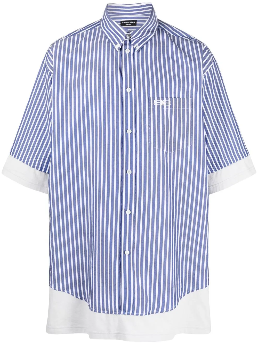 

Balenciaga BB Icon striped layered shirt - Blue