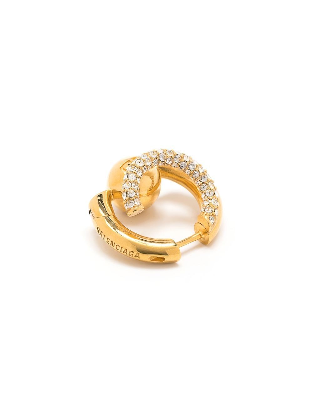 Shop Balenciaga Loop Embellished Hoop Earring In Gold