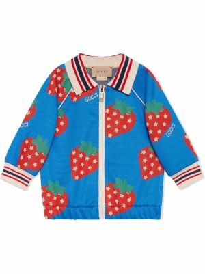 Gucci Leather Bomber Jacket With Gucci Strawberry - Farfetch