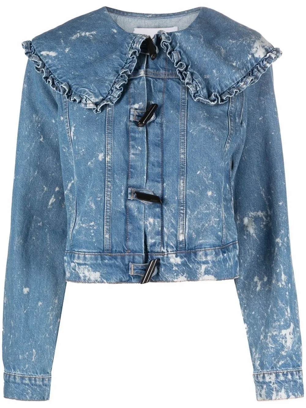 bleach denim ruffle-collar jacket 