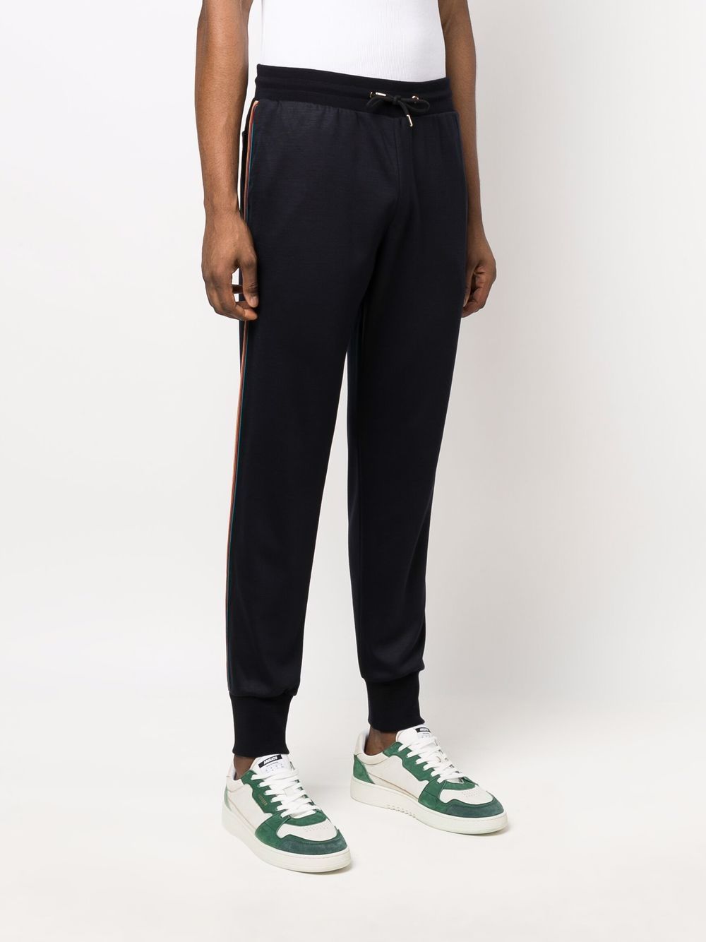 Shop Paul Smith Side-stripe Tapered Track Pants In Blue