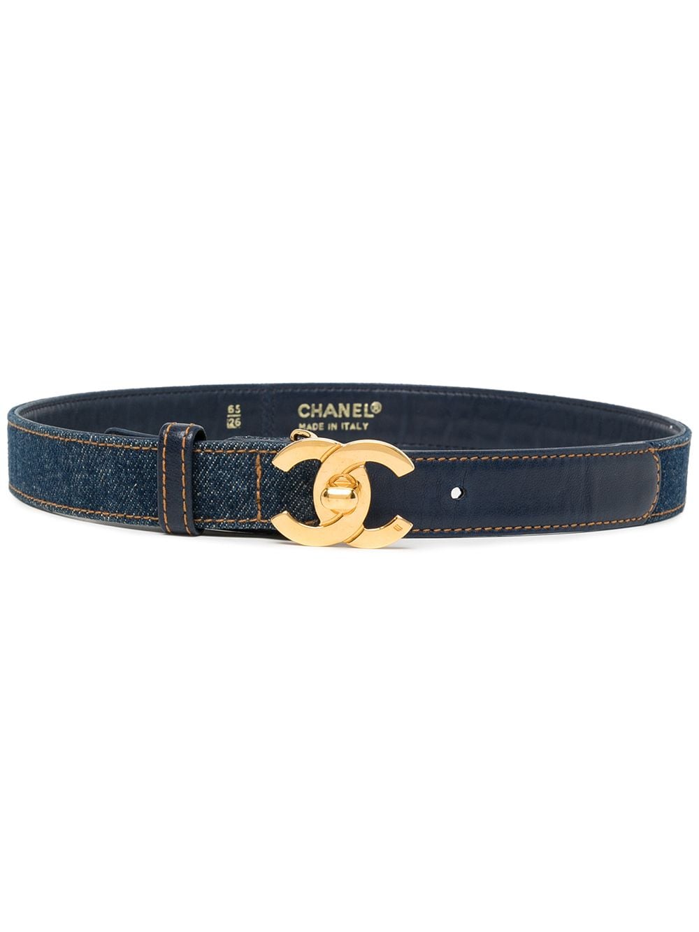 Pre-owned Chanel 1990s Cc Turn-lock Denim Belt In Blue