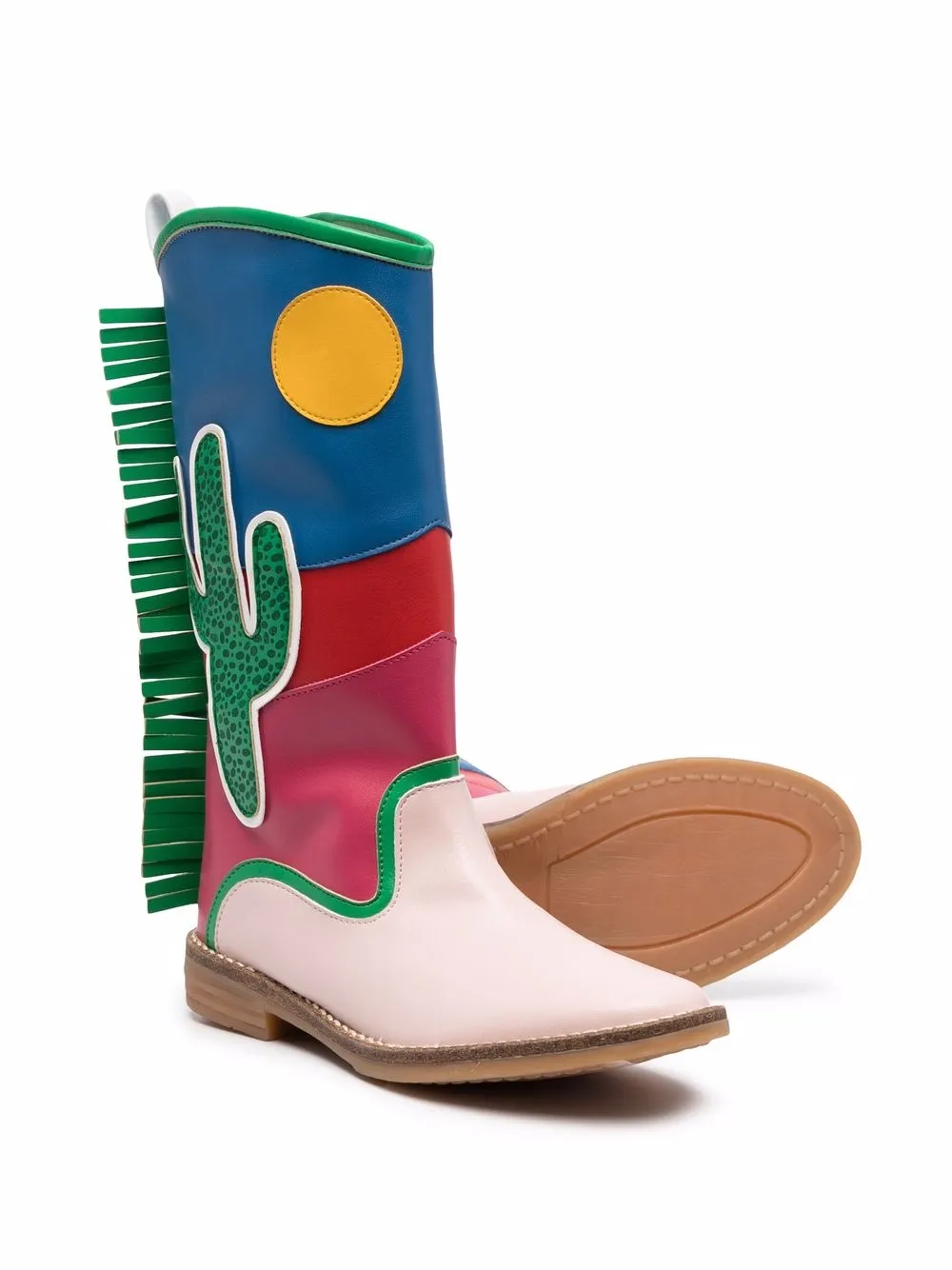 Shop Stella Mccartney Colour-block Cowboy Boots In Blue