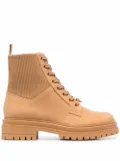 Gianvito Rossi ribbed-panel lace-up boots - Neutrals