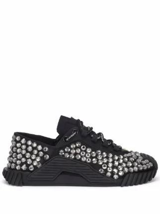 Dolce Gabbana crystal embellished lace up Sneakers Black FARFETCH GH