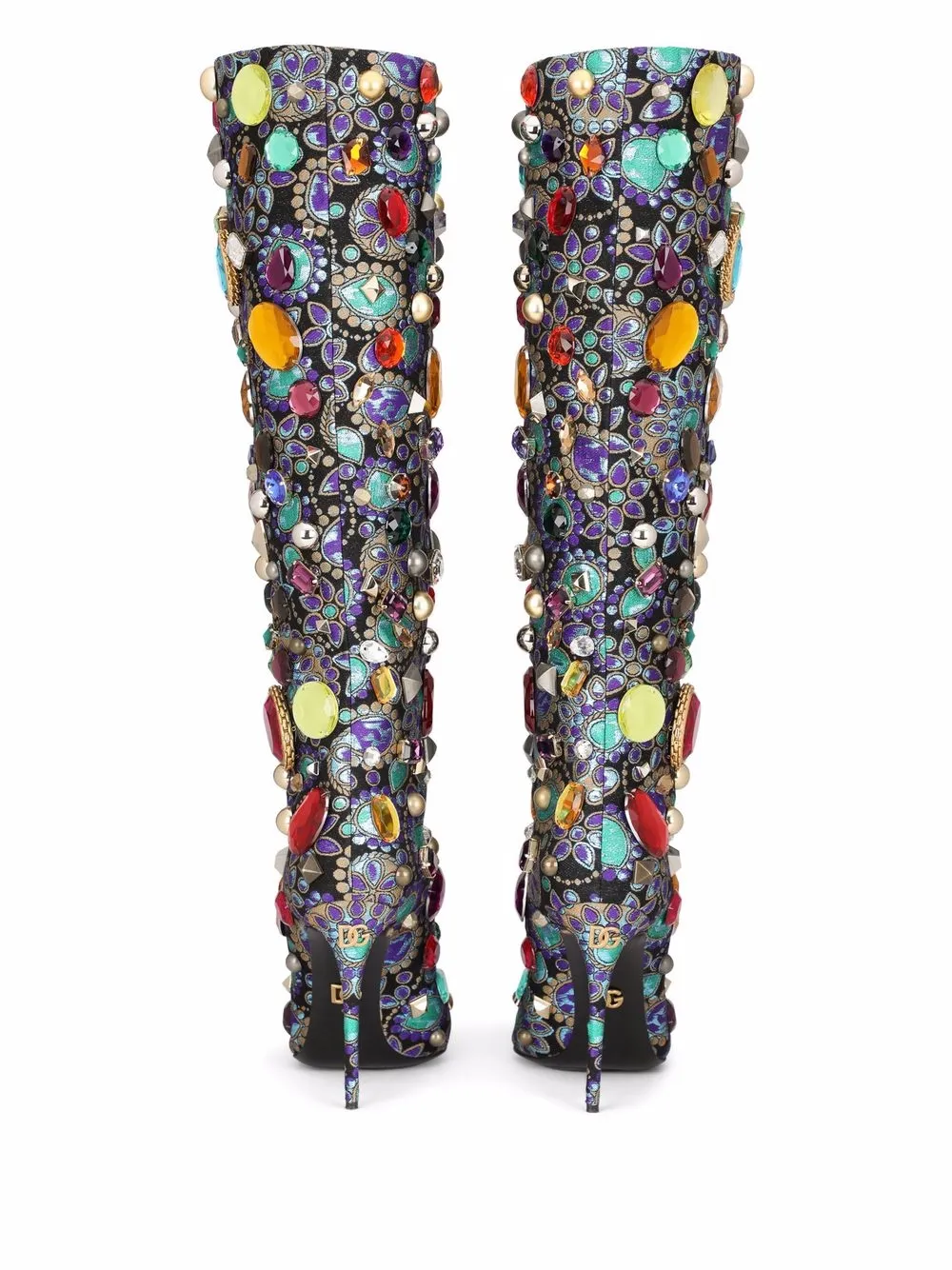 Dolce & Gabbana Knielaarzen met geborduurd jacquard Zwart