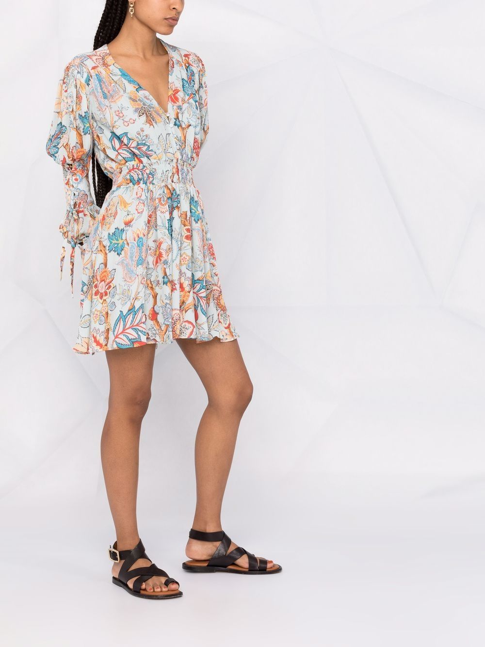фото Etro платье мини с v-образным вырезом и цветочным принтом