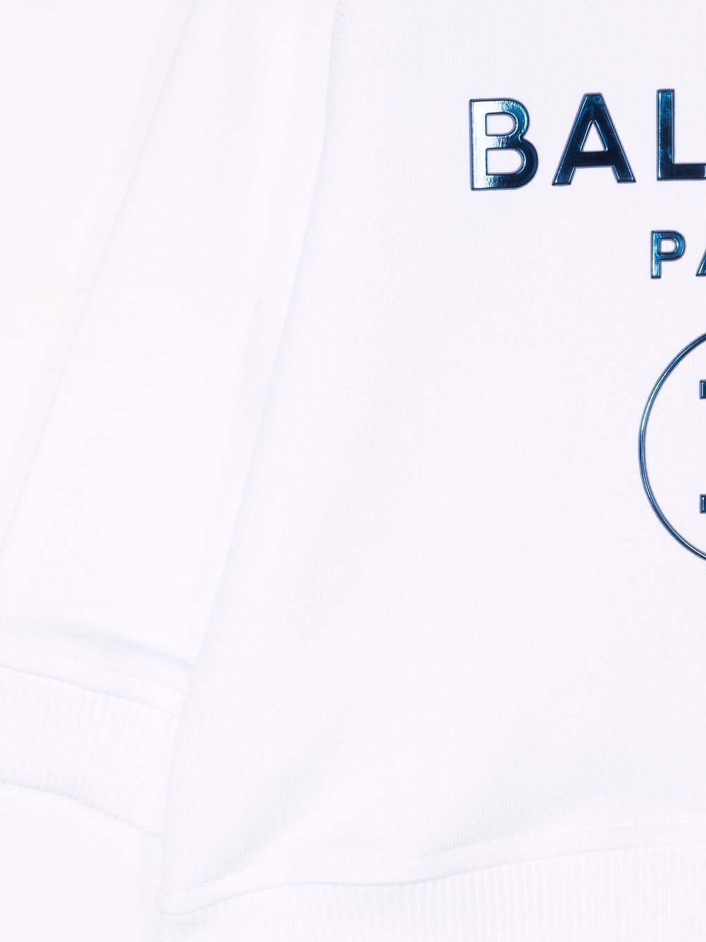 Shop Balmain Metallic Logo-print Sweatshirt In White