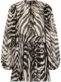 Dolce & Gabbana zebra-print puff-sleeve mini dress - Black