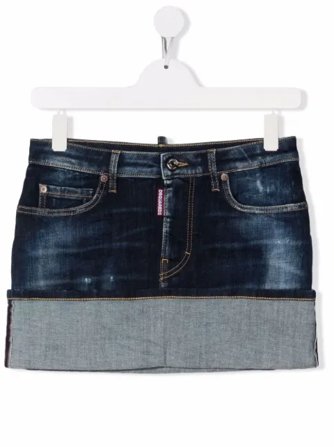 Dsquared2 Kids تنورة جينز بتأثير ممزق