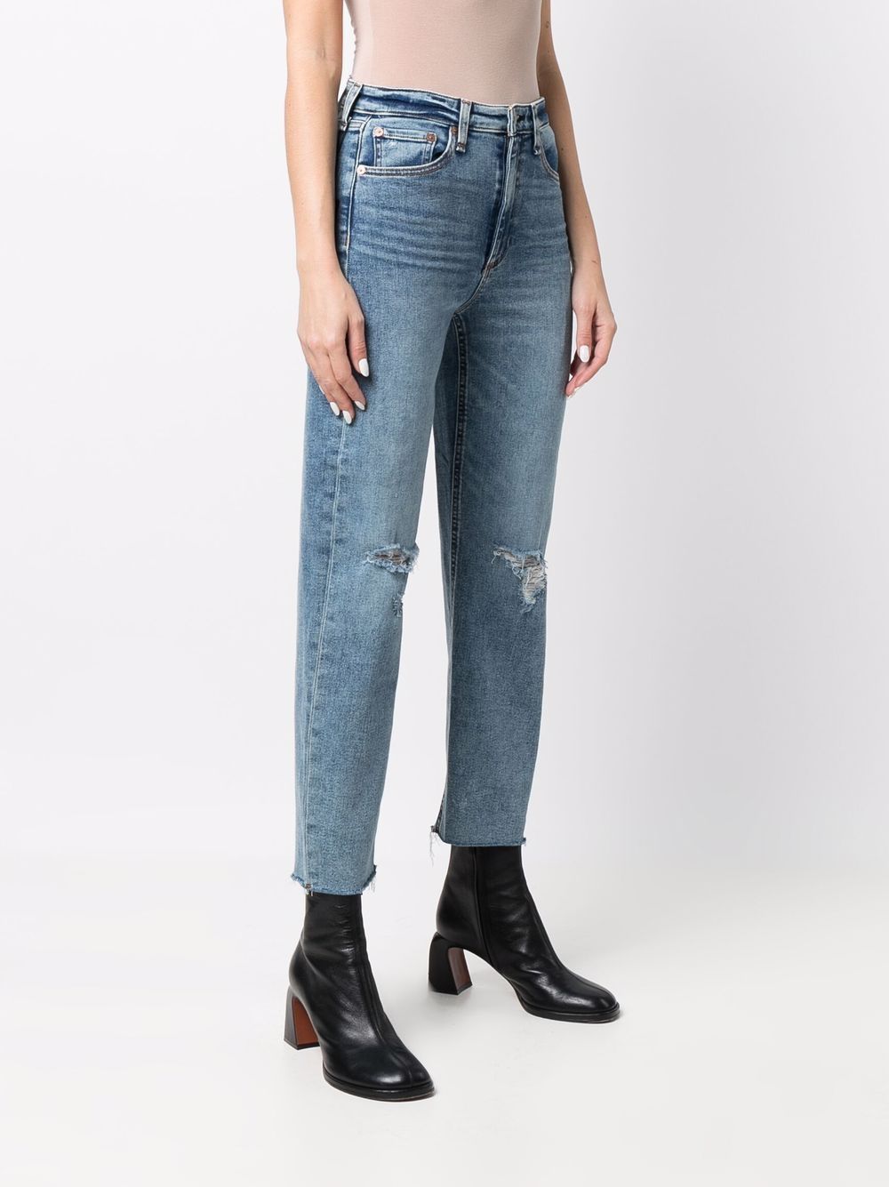 Shop Rag & Bone Ripped-detail Cropped Jeans In Blau