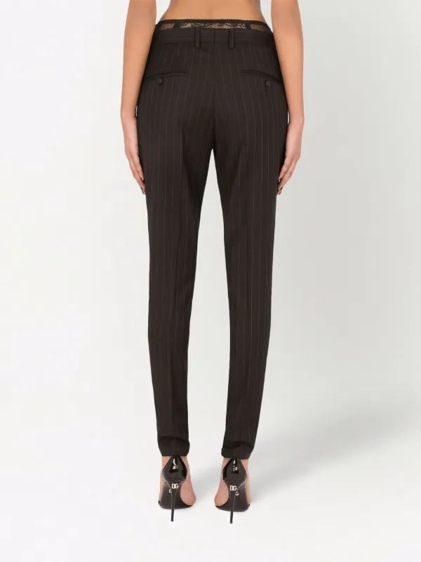 【DOLCE&GABBANA】ピンストライプウールストレートパンツ Straight-leg pinstripe pants in Black for Men