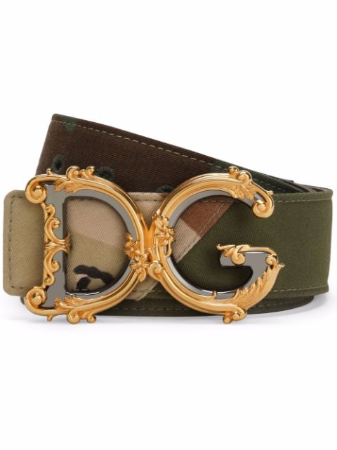 Dolce & Gabbana camouflage baroque-logo buckle belt Women