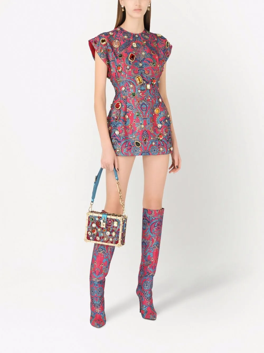 Dolce & Gabbana Dolce Box tas met handgreep en jacquard - Blauw