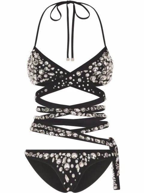Dolce & Gabbana Conjunto de biquíni com aplicação de strass